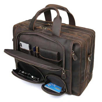 17,3-инчов куфарче за лаптоп, кожена чанта за лаптоп, чанти за бизнес пътувания, чанти за мъже, мъжки голям портфейл, чанта, в ретро стил