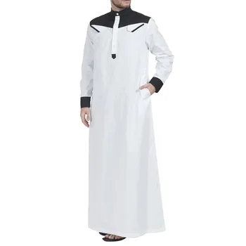 2023 Пролет лято Модерен стил мюсюлмански мъже с дълги ръкави от полиестер Джубба Тоби мюсюлманска абайя ислямска облекло мюсюлманска мъжки дрехи