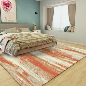ew Nordic модерен оранжев абстрактен килим за хол, спалня, сигурен нескользящий нощни килим, стоки за декорация на дома стая