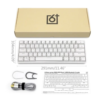 SK61 Портативна ръчна клавиатура 60% Gateron Оптични превключватели с подсветка гореща 
