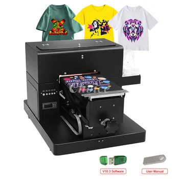 Автоматична цифрова машина за печат на лого, печат на тениски, формат А4, цифров 6-цветна чанта за принтер, мастилено-струен принтер DTG машина за печат кода