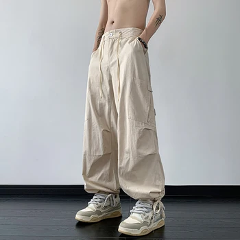 Американските мъжки панталони с широки штанинами, женски свободни директни ежедневни панталони, улични и хип-хоп широки панталони голям размер 3XL