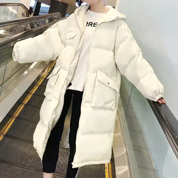 Дамски свободни якета с подплата, със средна дължина, в корейски стил, зима 2021, новост Ins, дебела naka стеганая яке, есента прилив, женски паркове, палто