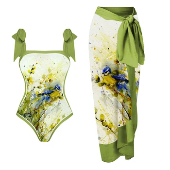 Едно парче бански, дамски реколта пола, бански костюми с лък, рокля-бикини, наметало 2023, женски плажен бански, дрехи за сърфинг, плажно облекло