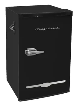 Компактен хладилник в ретро стил обем 3,2 куб. фута със странична бутилка отварачка за бутилки EFR376, черен