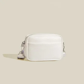 Малка квадратна чанта, дамски минималистичная чанта в стил колеж, широка презрамка, чанта на едно рамо с шарени личи, однотонная мини чанта