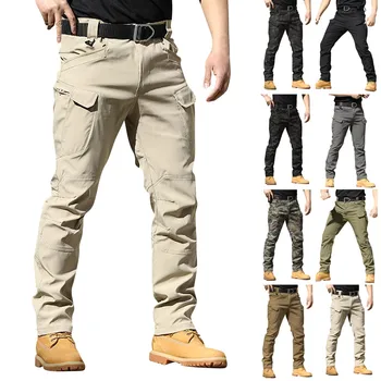 Модерни военни панталони-карго, мъжки свободни провиснал тактически панталони, улични ежедневни памучни панталони-карго, мъжки панталони-карго с множество джобове голям размер