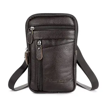 Мъжки модерна чанта за телефон от естествена кожа, чанта през рамо, поясная чанта през рамо