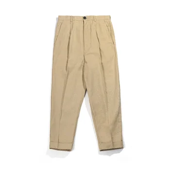 Мъжки панталон-молив, 11 грама, дължина до глезена с висока талия, свободни преки елегантни, ежедневни панталони-chinos, реколта дрехи за мъже