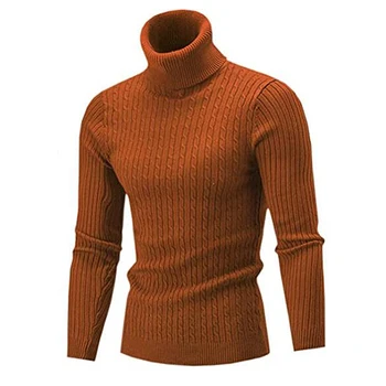 Мъжки пуловер с висока воротом, есен-зима, мъжки топъл вязаный пуловер с висока воротом, запазва топлината, мъжка жилетка