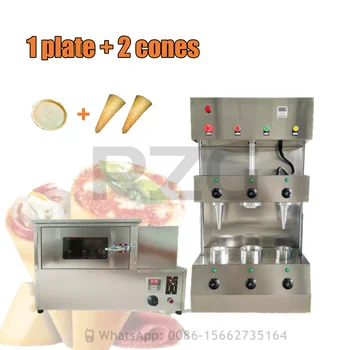 Търговска машина за печене на шишарки на пица от неръждаема стомана Машина за приготвяне на шишарки пица с 1 плоча и 2 шишарки