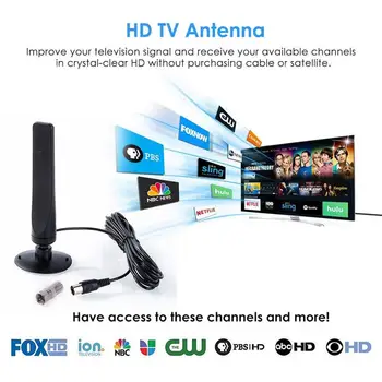 Усилвател на антената за цифрова телевизия 1080P за помещения, активен усилвател на приемника на сигнала, телевизионна антена HDTV Mini DVB-T2 антената е 3,0 м