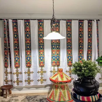 Эфиопские и эритрейские традиционните завеси за хол, дизайнерски комплект от висококачествена полиестерна тъкан Cortinas