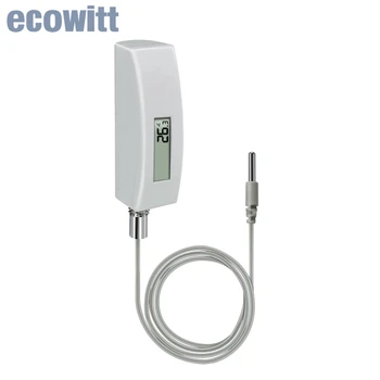 Ecowitt WN34L Дигитален термометър за басейн с LCD дисплей, водоустойчив сензор за температура на водата, лесно се монтира, кабелен сензор с дължина 10 метра
