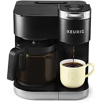 Tea Keurig K-Duo за приготвяне на кафе вливане на порция и 12 чаши в гарафа, която е съвместима с чушките, K-Cup и черен кафе