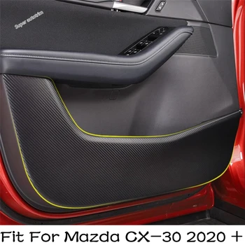 Авто Врата на Мат Срещу удари, Подложка Против замърсяване, Защитен Стикер От Изкуствена Кожа От Въглеродни Влакна За Mazda CX-30 2020 -2023, Аксесоари За Интериора