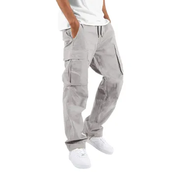 Мъжки летни панталони с однотонным дышащим джоб на съвсем малък, преки свободни панталони тънки и бързо съхнещи спортни панталони за фитнес, черен, сив