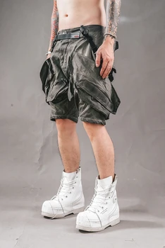 Панталони-карго WasteLand с множество джобове в индустриален стил, ежедневни панталони с ожулвания, шорти, летен нишевый дизайн, петия панталони