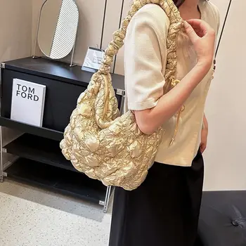 Стеганая клетчатая чанта през рамо, плиссированная чанта-купувач Cloud Hobos, модерна чанта през рамо за жени и момичета