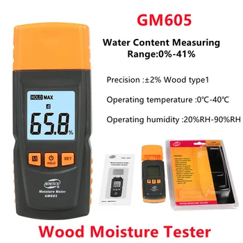Тестер влажност на дървесината GM605 Устройство за измерване на влажност Тестер Дигитален електрически тестер Влагомер Преносими инструменти за измерване на влажност на дървесина